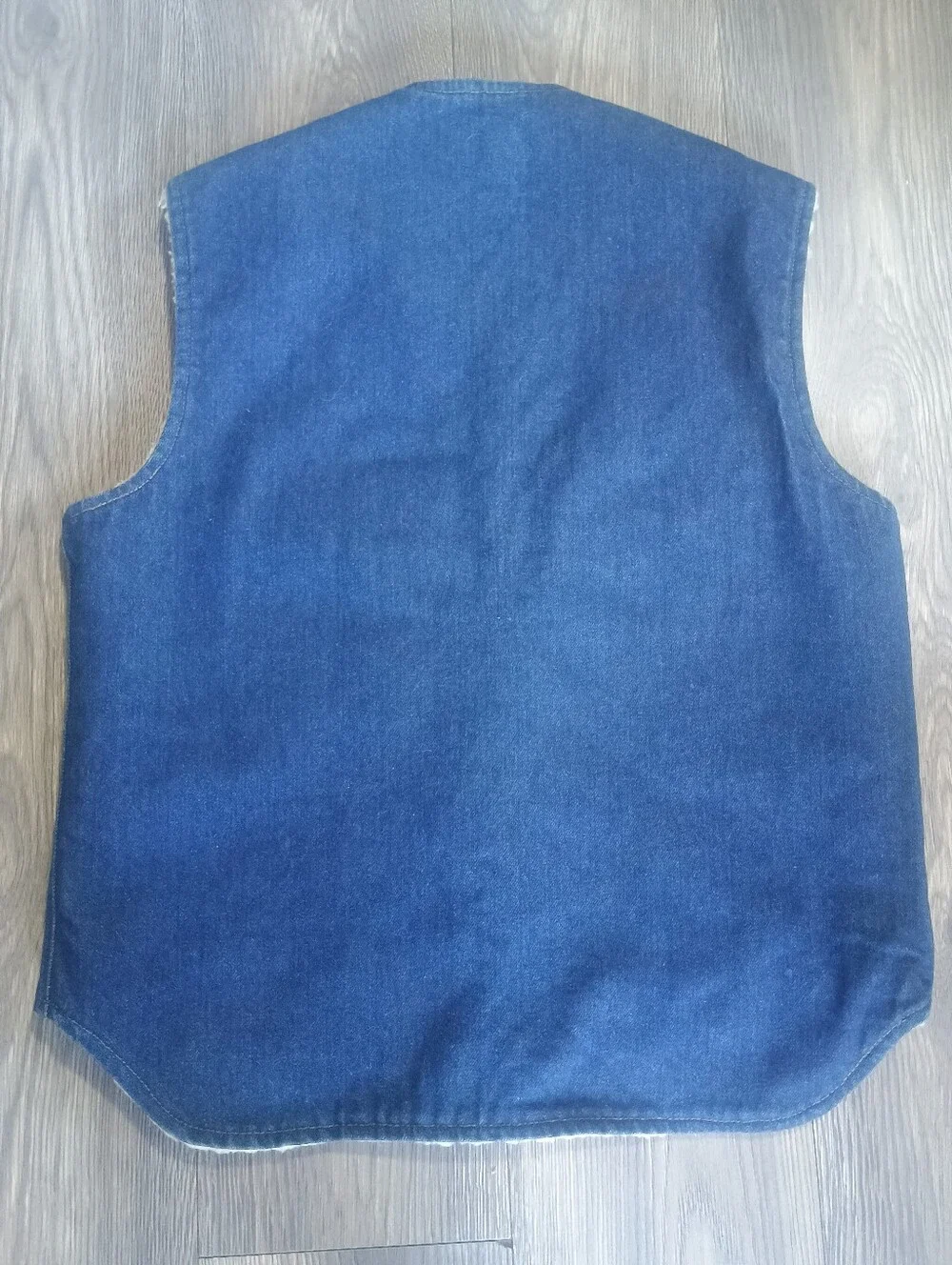 Sherpa Wool-Lined Denim Western Work Vest in Dark Blue